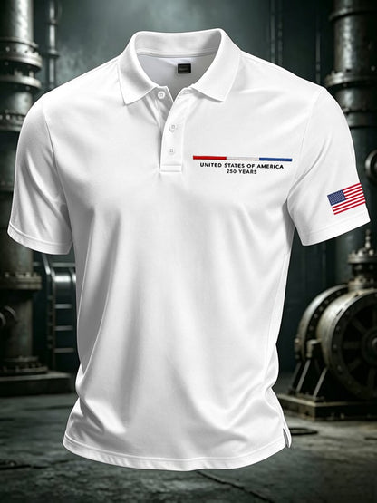 Men's America 250th Anniversary Print Casual Polo Shirt