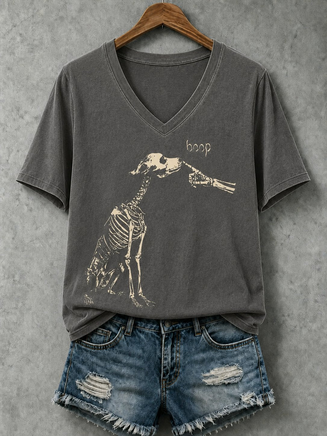 Women's Halloween Skeleton Print Tee
