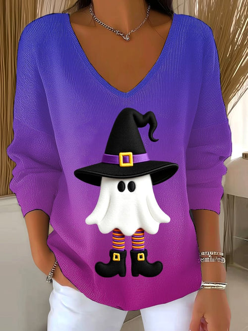 🔥HOT SALE🔥Women's Halloween graphic print dropped shoulder sweater