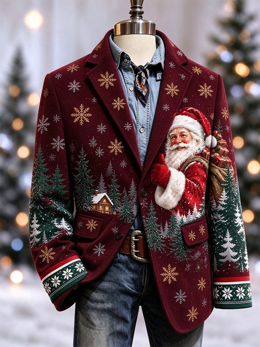Men's Casual Christmas Corduroy Blazer