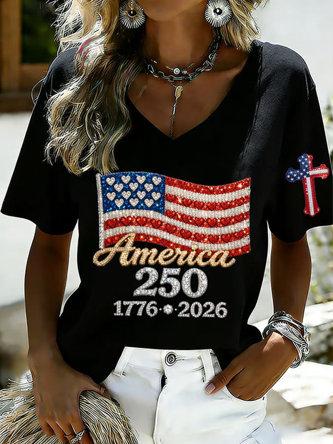 🔥Buy 3 Get 10% Off🔥Women's 250 Year Print Short Sleeve T-shirt