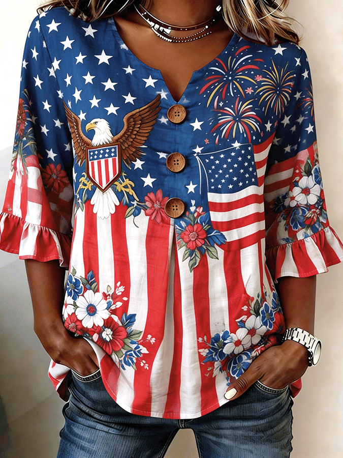 Women's 250th Anniversary Retro Floral Print Top