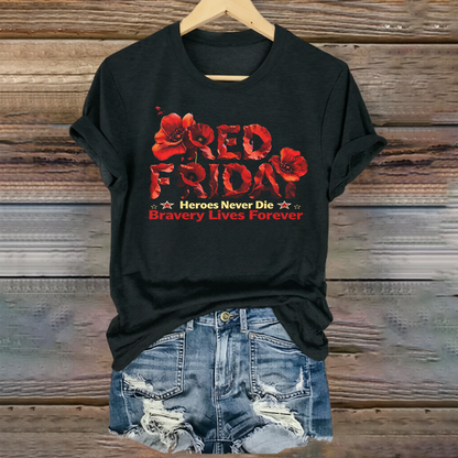 Women's "Red Friday" Poppy Commemorative Crew-Neck T-Shirt