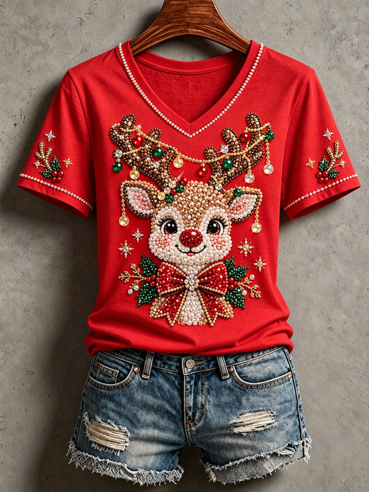 Women's Christmas Print T‑Shirt