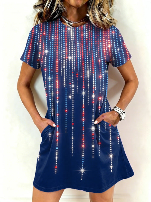 Women's Retro American Flag Print Dress