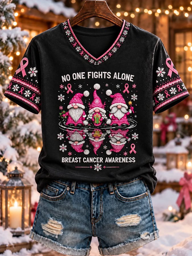Women's Pink Christmas Short Sleeve T-shirt