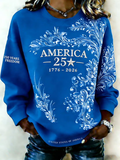 Women'S Casual American 250th Anniversary Printed Sweatshirt