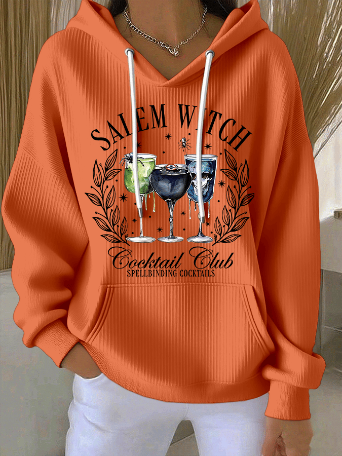 🔥HOT SALE🔥Women's Salem Witch Cocktail Club Spellbinding Cocktails Print Casual Hooded Sweatshirt