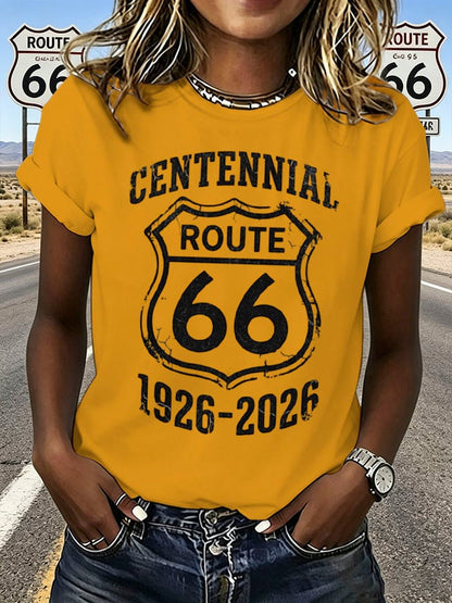 Women's Route 66 Centennial Print Casual T-shirt