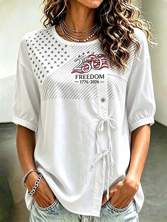 Women'S Casual Independence Day Print Shirt