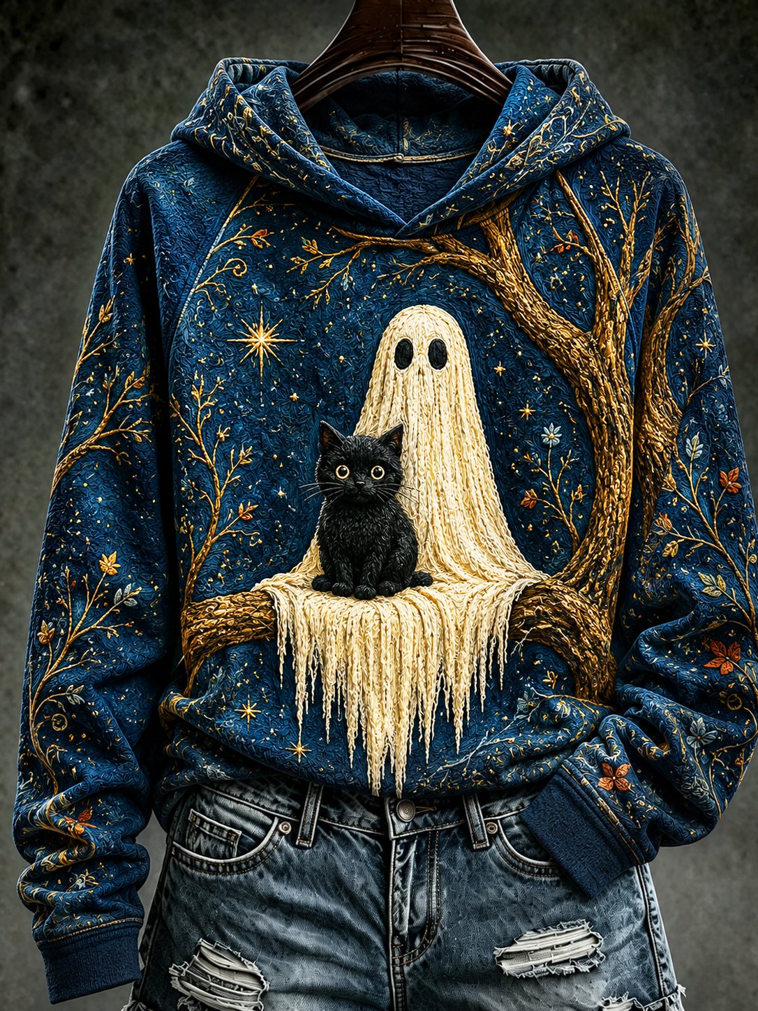 Women's Autumn Halloween Black Cat Hoodie