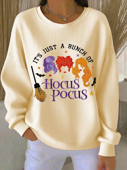 🔥Buy 2 Get 10% Off🔥Women's IT'S JUST A BUNCH OF Hocus Pocus Halloween Print Casual Crew Neck Top