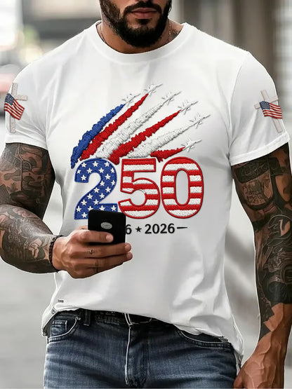 🔥Buy 3 Get 10% Off🔥Men's 250Th Anniversary Printed Round Neck Short Sleeve T-Shirt From The United States