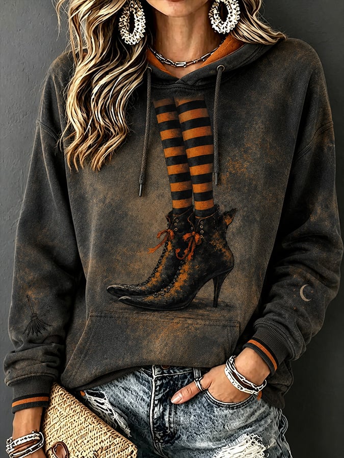 Women's Casual Halloween Print Hoodie
