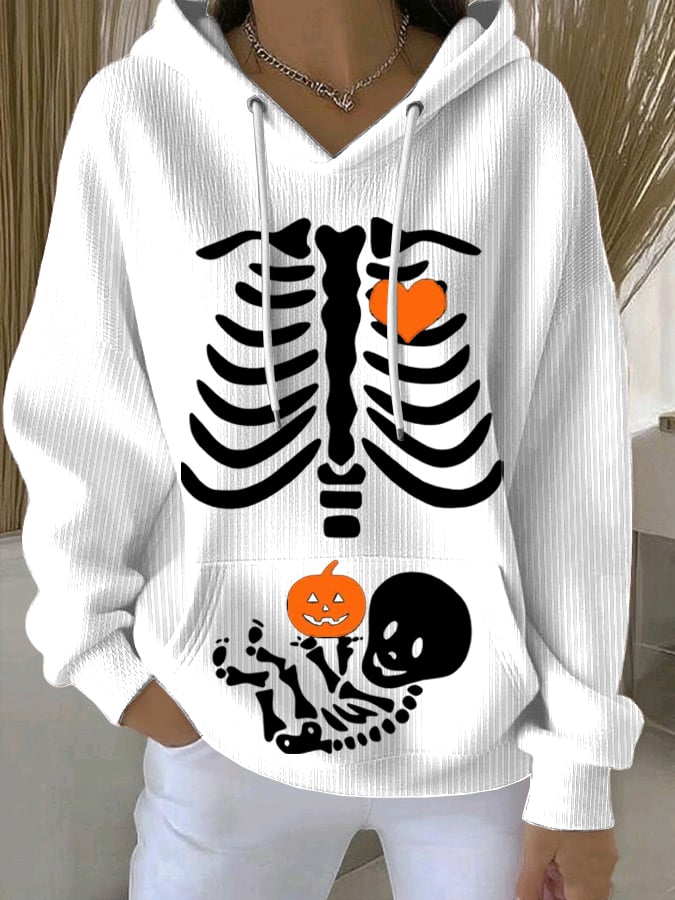 🔥HOT SALE🔥Women's Skeleton Halloween Maternity  Print Sweatshirt