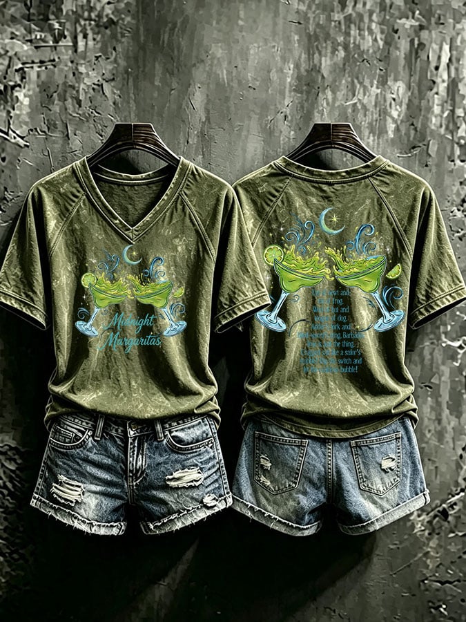 Women's Midnight Margaritas Print Casual T-shirt