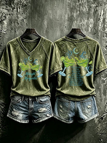 Women's Midnight Margaritas Print Casual T-shirt