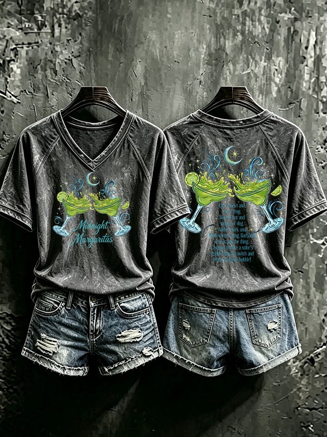 Women's Midnight Margaritas Print Casual T-shirt