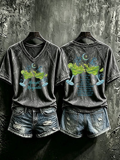 Women's Midnight Margaritas Print Casual T-shirt