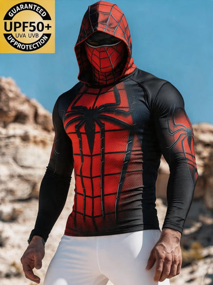 Men's Outdoor Sun Protection Breathable Cool Hooded Sun Protection Long-Sleeved Top