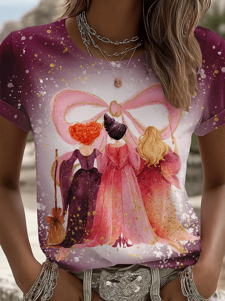 Women's Halloween Witch Art Print T-shirt