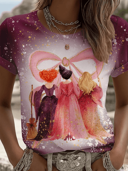 Women's Halloween Witch Art Print T-shirt