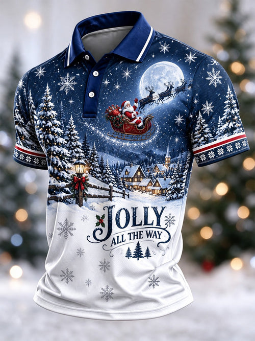Men's Casual Christmas Short-Sleeve Polo Shirt