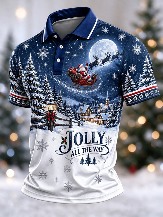 Men's Casual Christmas Short-Sleeve Polo Shirt