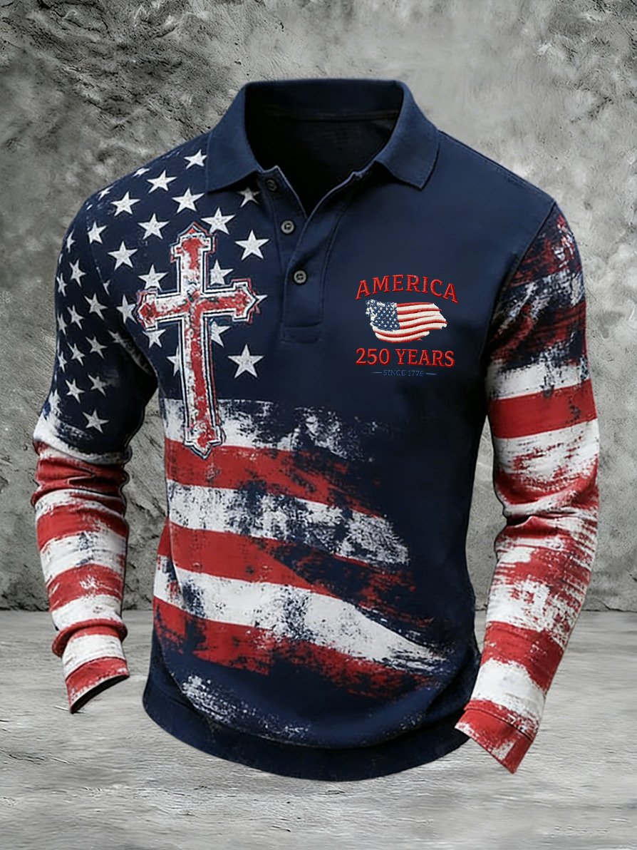 Men's 250th Anniversary of the Founding of the United States Long-Sleeve Polo