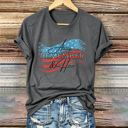 Unisex Always Remember and Honor Memorial Day Art Printed T-Shirt