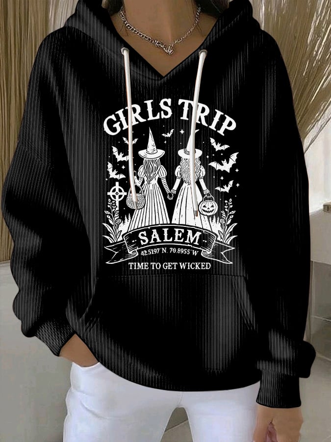 🔥HOT SALE🔥Women's Girls Trip Salem Witch Print Casual Sweatshirt