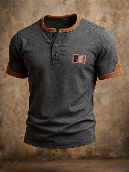 Men's Retro Patriot Patchwork T-shirt