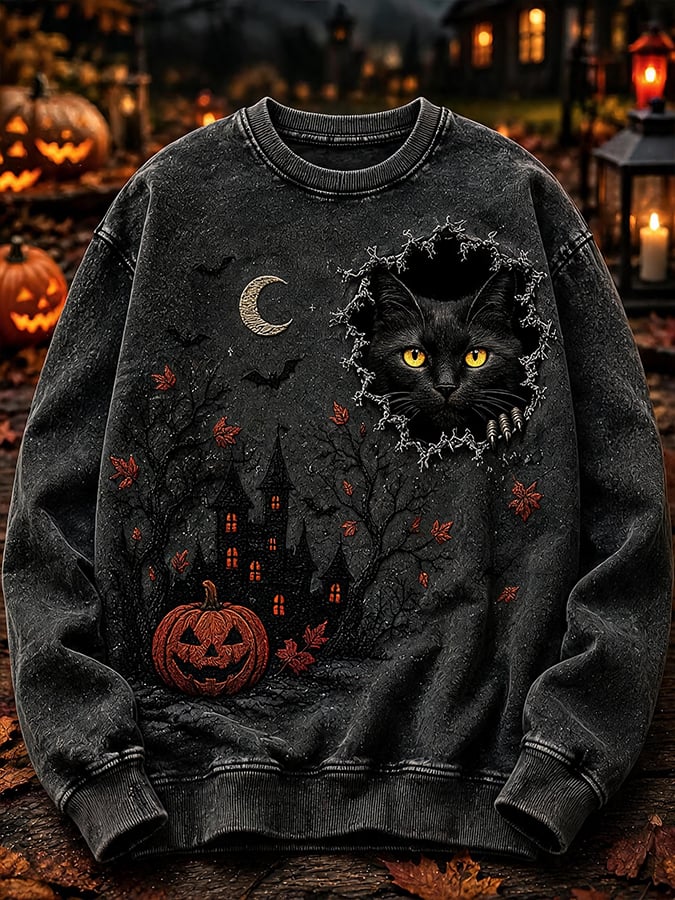 Fun Cat Art Print Casual Sweatshirt