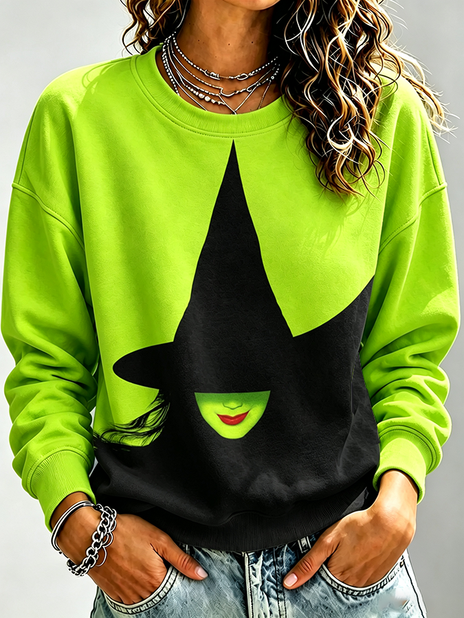 Women's Halloween witch Print Sweatshirt
