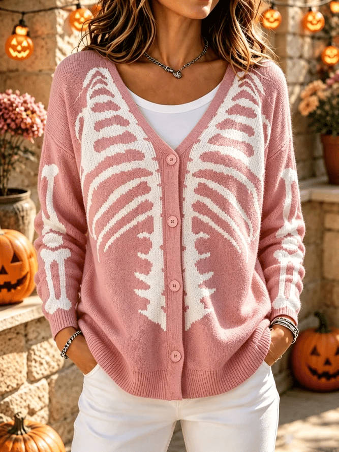Women'S Casual Maple Leaf Knit Cardigan