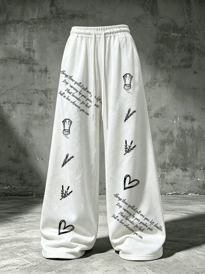 Women's Salt Rosemary Lavender Love Print Casual Pants