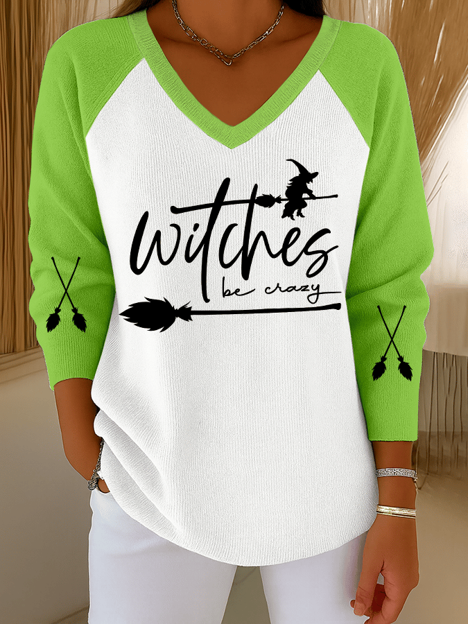 🔥HOT SALE🔥Women's Witch Be Crazy Print Casual Knit Top