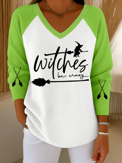 🔥HOT SALE🔥Women's Witch Be Crazy Print Casual Knit Top