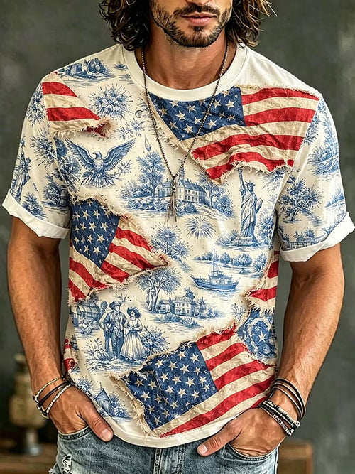 Men's Vintage Flag Print T-Shirt