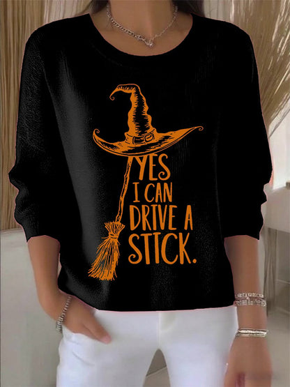 🔥HOT SALE🔥🔥Buy 2 Get 10% Off🔥Women's Yes I Can Drive A Stick Print Round Neck Sweatshirt