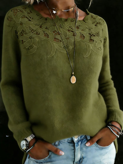 Lace Patchwork Long Sleeve Casaul Sweater