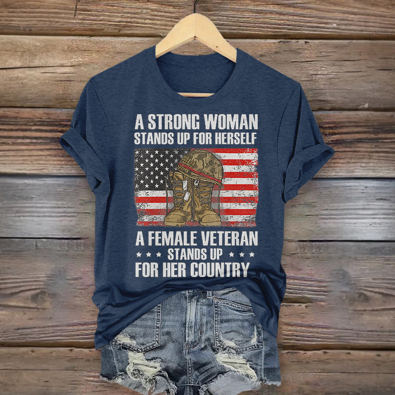 Women's Veteran Casual Printed T-shirt