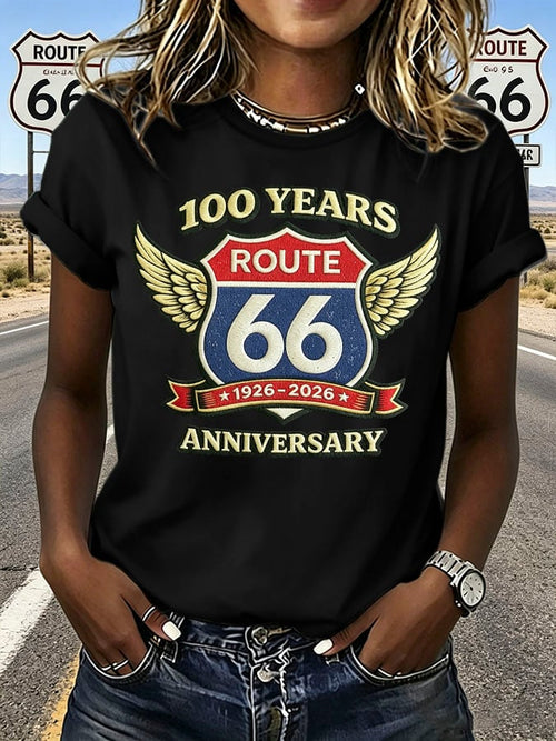 Women's Route 66 Centennial Print Casual T-shirt