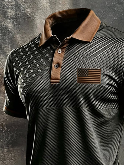 Men's Retro "Patriot" Color-Block Short-Sleeve Polo Shirt