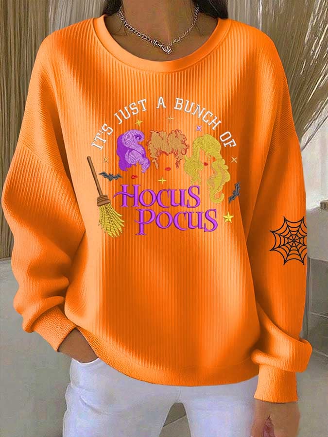 Women's "A Group of Witch Sisters" Halloween Print Casual Crew Neck Top