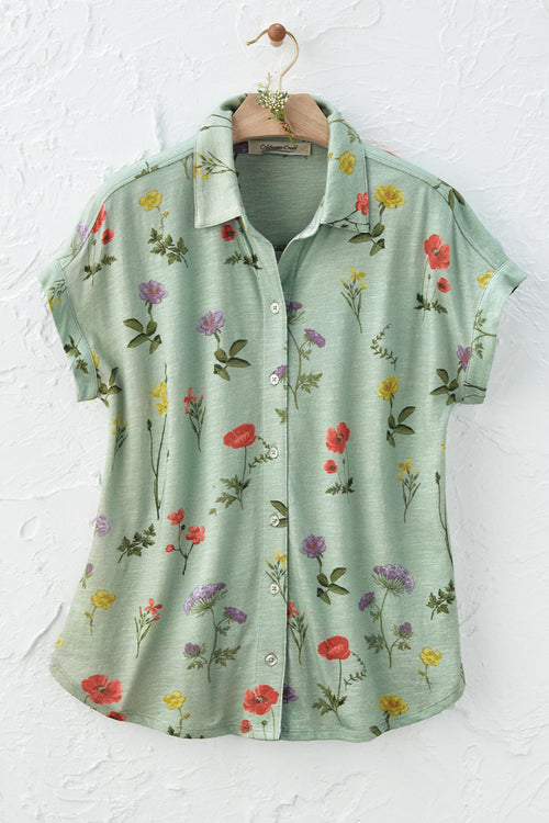 Botanical Button-Front Tee