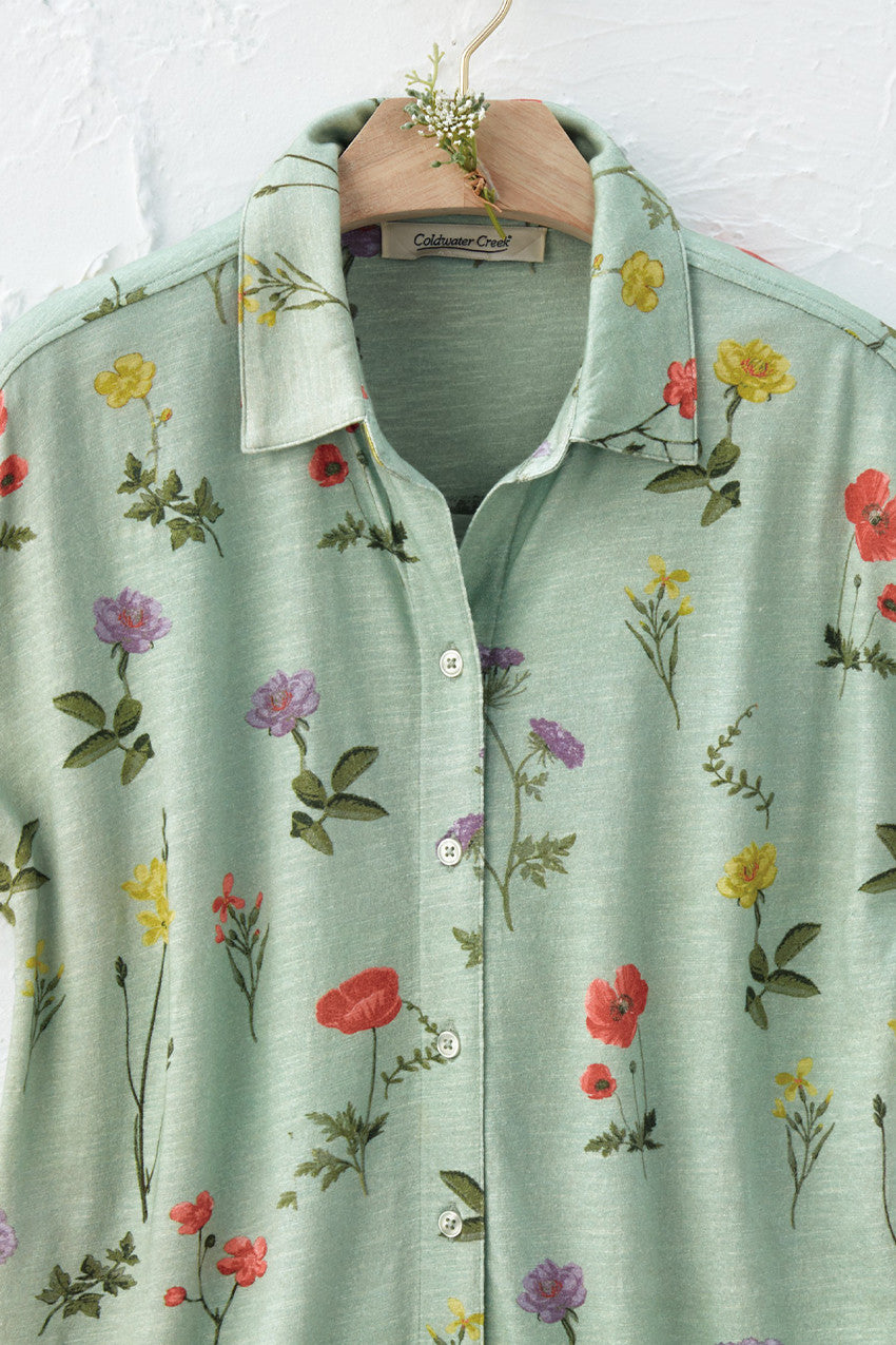 Botanical Button-Front Tee