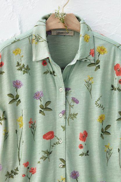 Botanical Button-Front Tee
