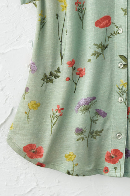 Botanical Button-Front Tee