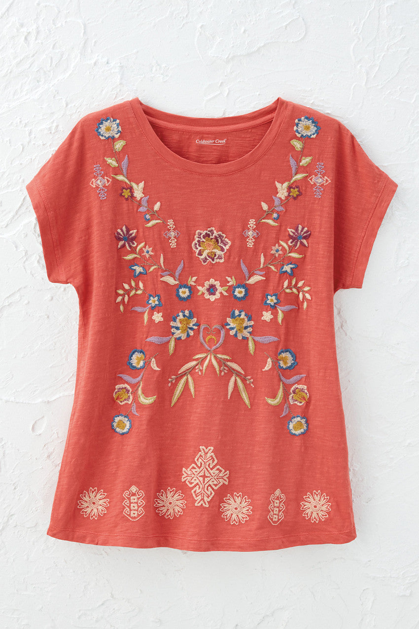 Bright Meadow Embroidered Tee